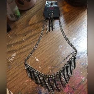 Paparazzi Black and Silver Necklace with earrings